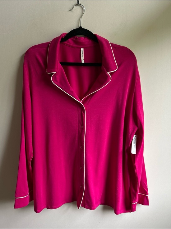Soma Other - Soma Hot Pink Long-Sleeve Pajama Top with White Piping